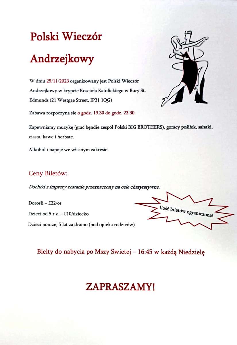 Polski wieczór andrzejkowy w Bury St Edmunds